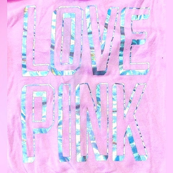 Victoria Secret Pink Holographic LOVE PINK Zippered Hoodie Y2K VINTAGE - Picture 3 of 8
